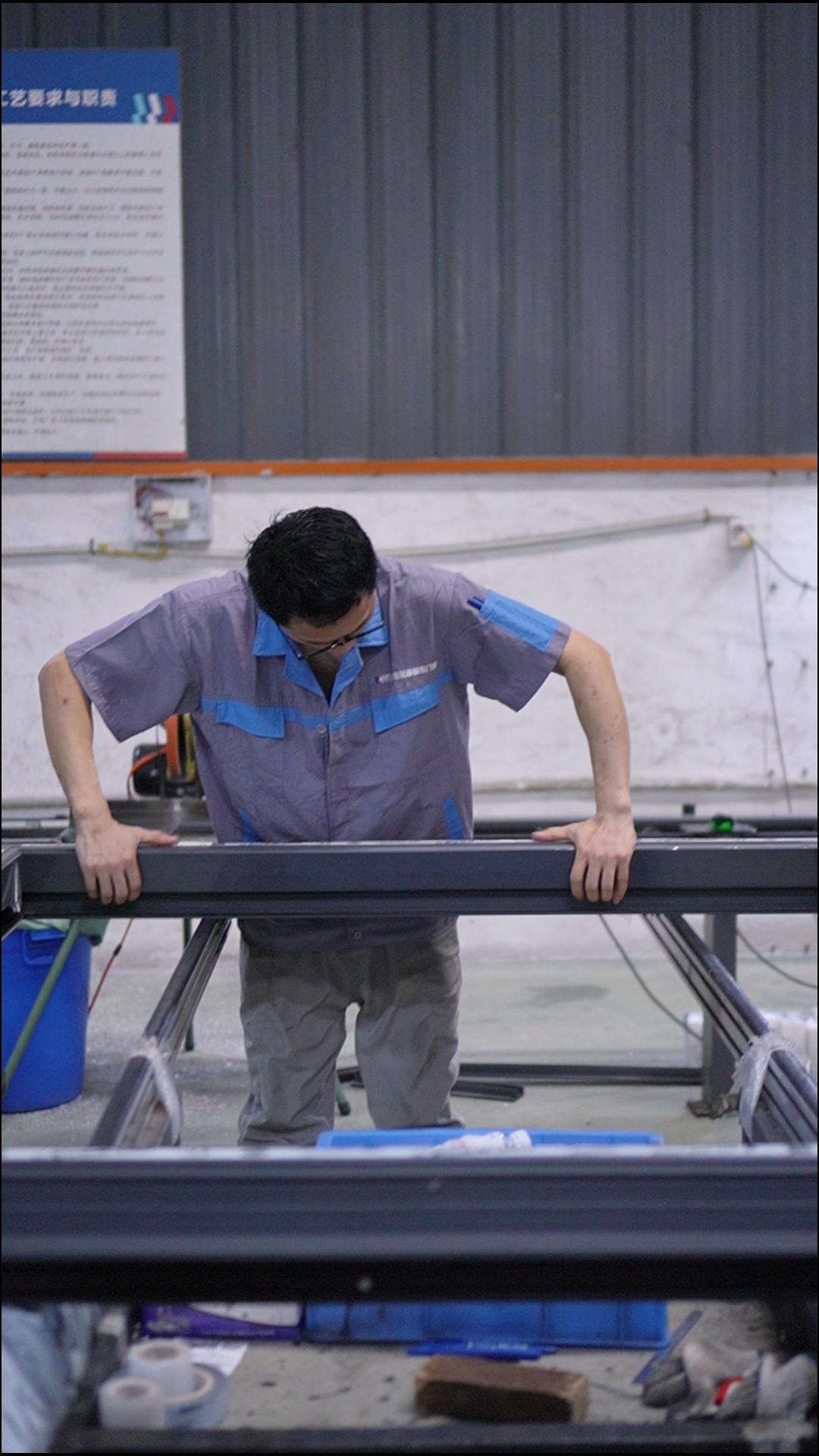Frameworking process of doors and windows factory 